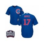 Youth Majestic Chicago Cubs #17 Mark Grace Authentic Royal Blue Alternate 2016 World Series Bound Cool Base MLB Jersey