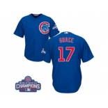 Youth Majestic Chicago Cubs #17 Mark Grace Authentic Royal Blue Alternate 2016 World Series Champions Cool Base MLB Jersey