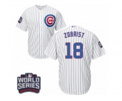 Youth Majestic Chicago Cubs #18 Ben Zobrist Authentic White Home 2016 World Series Bound Cool Base MLB Jersey