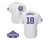 Youth Majestic Chicago Cubs #18 Ben Zobrist Authentic White Home 2016 World Series Champions Cool Base MLB Jersey