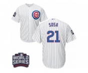 Youth Majestic Chicago Cubs #21 Sammy Sosa Authentic White Home 2016 World Series Bound Cool Base MLB Jersey