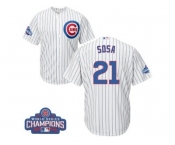 Youth Majestic Chicago Cubs #21 Sammy Sosa Authentic White Home 2016 World Series Champions Cool Base MLB Jersey