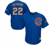 Youth Majestic Chicago Cubs #22 Jason Heyward Authentic Royal Blue 2017 Gold Champion Cool Base MLB Jersey