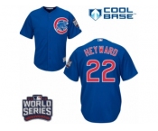 Youth Majestic Chicago Cubs #22 Jason Heyward Authentic Royal Blue Alternate 2016 World Series Bound Cool Base MLB Jersey