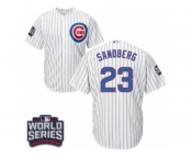 Youth Majestic Chicago Cubs #23 Ryne Sandberg Authentic White Home 2016 World Series Bound Cool Base MLB Jersey