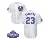 Youth Majestic Chicago Cubs #23 Ryne Sandberg Authentic White Home 2016 World Series Champions Cool Base MLB Jersey