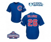 Youth Majestic Chicago Cubs #26 Billy Williams Authentic Royal Blue Alternate 2016 World Series Champions Cool Base MLB Jersey