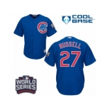 Youth Majestic Chicago Cubs #27 Addison Russell Authentic Royal Blue Alternate 2016 World Series Bound Cool Base MLB Jersey