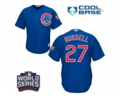 Youth Majestic Chicago Cubs #27 Addison Russell Authentic Royal Blue Alternate 2016 World Series Bound Cool Base MLB Jersey