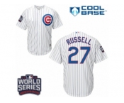 Youth Majestic Chicago Cubs #27 Addison Russell Authentic White Home 2016 World Series Bound Cool Base MLB Jersey