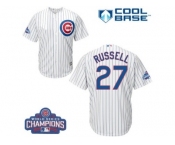 Youth Majestic Chicago Cubs #27 Addison Russell Authentic White Home 2016 World Series Champions Cool Base MLB Jersey