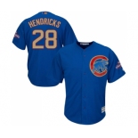 Youth Majestic Chicago Cubs #28 Kyle Hendricks Authentic Royal Blue 2017 Gold Champion Cool Base MLB Jersey