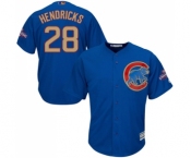 Youth Majestic Chicago Cubs #28 Kyle Hendricks Authentic Royal Blue 2017 Gold Champion Cool Base MLB Jersey