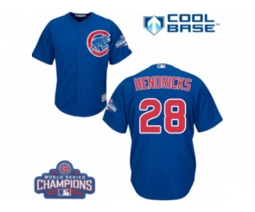 Youth Majestic Chicago Cubs #28 Kyle Hendricks Authentic Royal Blue Alternate 2016 World Series Champions Cool Base MLB Jersey