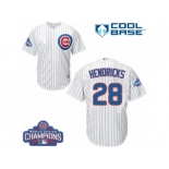 Youth Majestic Chicago Cubs #28 Kyle Hendricks Authentic White Home 2016 World Series Champions Cool Base MLB Jersey