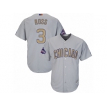 Youth Majestic Chicago Cubs #3 David Ross Authentic Gray 2017 Gold Champion Cool Base MLB Jersey