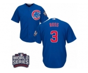 Youth Majestic Chicago Cubs #3 David Ross Authentic Royal Blue Alternate 2016 World Series Bound Cool Base MLB Jersey