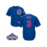 Youth Majestic Chicago Cubs #3 David Ross Authentic Royal Blue Alternate 2016 World Series Champions Cool Base MLB Jersey