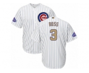 Youth Majestic Chicago Cubs #3 David Ross Authentic White 2017 Gold Program Cool Base MLB Jersey