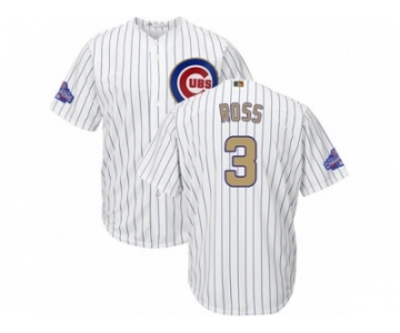 Youth Majestic Chicago Cubs #3 David Ross Authentic White 2017 Gold Program Cool Base MLB Jersey