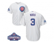 Youth Majestic Chicago Cubs #3 David Ross Authentic White Home 2016 World Series Champions Cool Base MLB Jersey