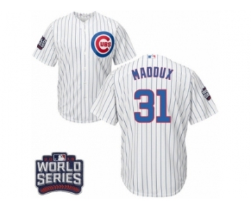 Youth Majestic Chicago Cubs #31 Greg Maddux Authentic White Home 2016 World Series Bound Cool Base MLB Jersey