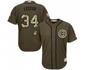 Youth Majestic Chicago Cubs #34 Jon Lester Authentic Green Salute to Service MLB Jersey