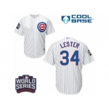 Youth Majestic Chicago Cubs #34 Jon Lester Authentic White Home 2016 World Series Bound Cool Base MLB Jersey