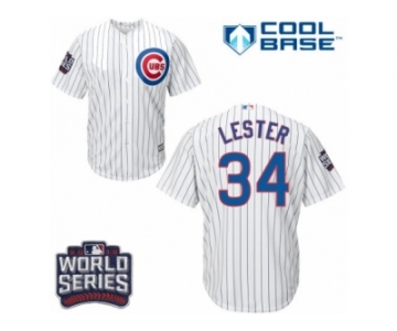 Youth Majestic Chicago Cubs #34 Jon Lester Authentic White Home 2016 World Series Bound Cool Base MLB Jersey