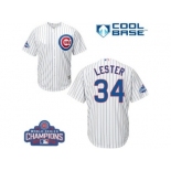 Youth Majestic Chicago Cubs #34 Jon Lester Authentic White Home 2016 World Series Champions Cool Base MLB Jersey