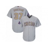 Youth Majestic Chicago Cubs #37 Brett Anderson Authentic Gray 2017 Gold Champion Cool Base MLB Jersey