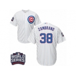 Youth Majestic Chicago Cubs #38 Carlos Zambrano Authentic White Home 2016 World Series Bound Cool Base MLB Jersey