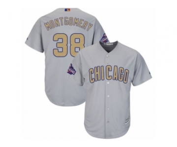 Youth Majestic Chicago Cubs #38 Mike Montgomery Authentic Gray 2017 Gold Champion Cool Base MLB Jerseyy