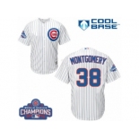 Youth Majestic Chicago Cubs #38 Mike Montgomery Authentic White Home 2016 World Series Champions Cool Base MLB Jersey