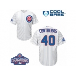 Youth Majestic Chicago Cubs #40 Willson Contreras Authentic White Home 2016 World Series Champions Cool Base MLB Jersey