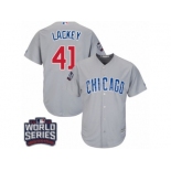 Youth Majestic Chicago Cubs #41 John Lackey Authentic Grey Road 2016 World Series Bound Cool Base MLB Jersey