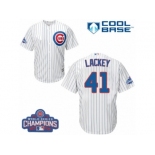 Youth Majestic Chicago Cubs #41 John Lackey Authentic White Home 2016 World Series Champions Cool Base MLB Jersey