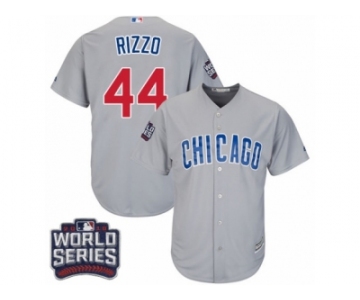 Youth Majestic Chicago Cubs #44 Anthony Rizzo Authentic Grey Road 2016 World Series Bound Cool Base MLB Jersey