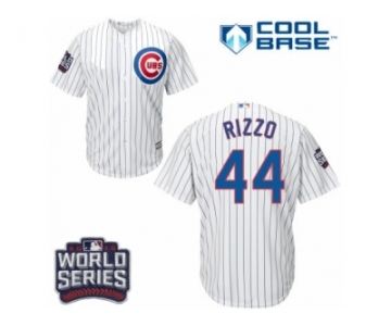 Youth Majestic Chicago Cubs #44 Anthony Rizzo Authentic White Home 2016 World Series Bound Cool Base MLB Jersey