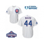 Youth Majestic Chicago Cubs #44 Anthony Rizzo Authentic White Home 2016 World Series Champions Cool Base MLB Jersey