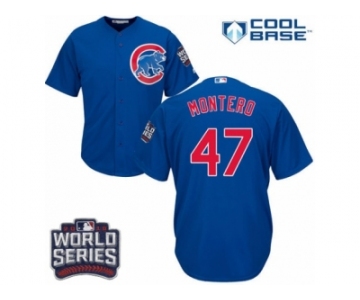 Youth Majestic Chicago Cubs #47 Miguel Montero Authentic Royal Blue Alternate 2016 World Series Bound Cool Base MLB Jersey