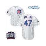 Youth Majestic Chicago Cubs #47 Miguel Montero Authentic White Home 2016 World Series Bound Cool Base MLB Jersey