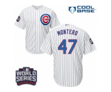 Youth Majestic Chicago Cubs #47 Miguel Montero Authentic White Home 2016 World Series Bound Cool Base MLB Jersey