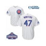 Youth Majestic Chicago Cubs #47 Miguel Montero Authentic White Home 2016 World Series Champions Cool Base MLB Jersey