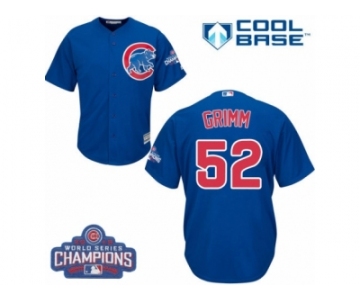 Youth Majestic Chicago Cubs #52 Justin Grimm Authentic Royal Blue Alternate 2016 World Series Champions Cool Base MLB Jersey