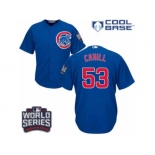 Youth Majestic Chicago Cubs #53 Trevor Cahill Authentic Royal Blue Alternate 2016 World Series Bound Cool Base MLB Jersey