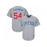 Youth Majestic Chicago Cubs #54 Aroldis Chapman Authentic Grey Road Cool Base MLB Jersey