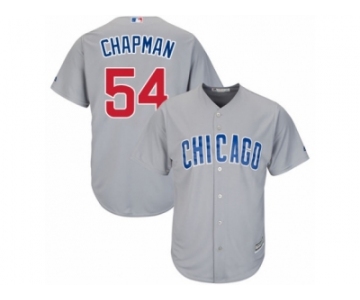 Youth Majestic Chicago Cubs #54 Aroldis Chapman Authentic Grey Road Cool Base MLB Jersey