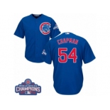 Youth Majestic Chicago Cubs #54 Aroldis Chapman Authentic Royal Blue Alternate 2016 World Series Champions Cool Base MLB Jersey