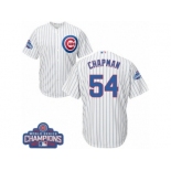 Youth Majestic Chicago Cubs #54 Aroldis Chapman Authentic White Home 2016 World Series Champions Cool Base MLB Jersey